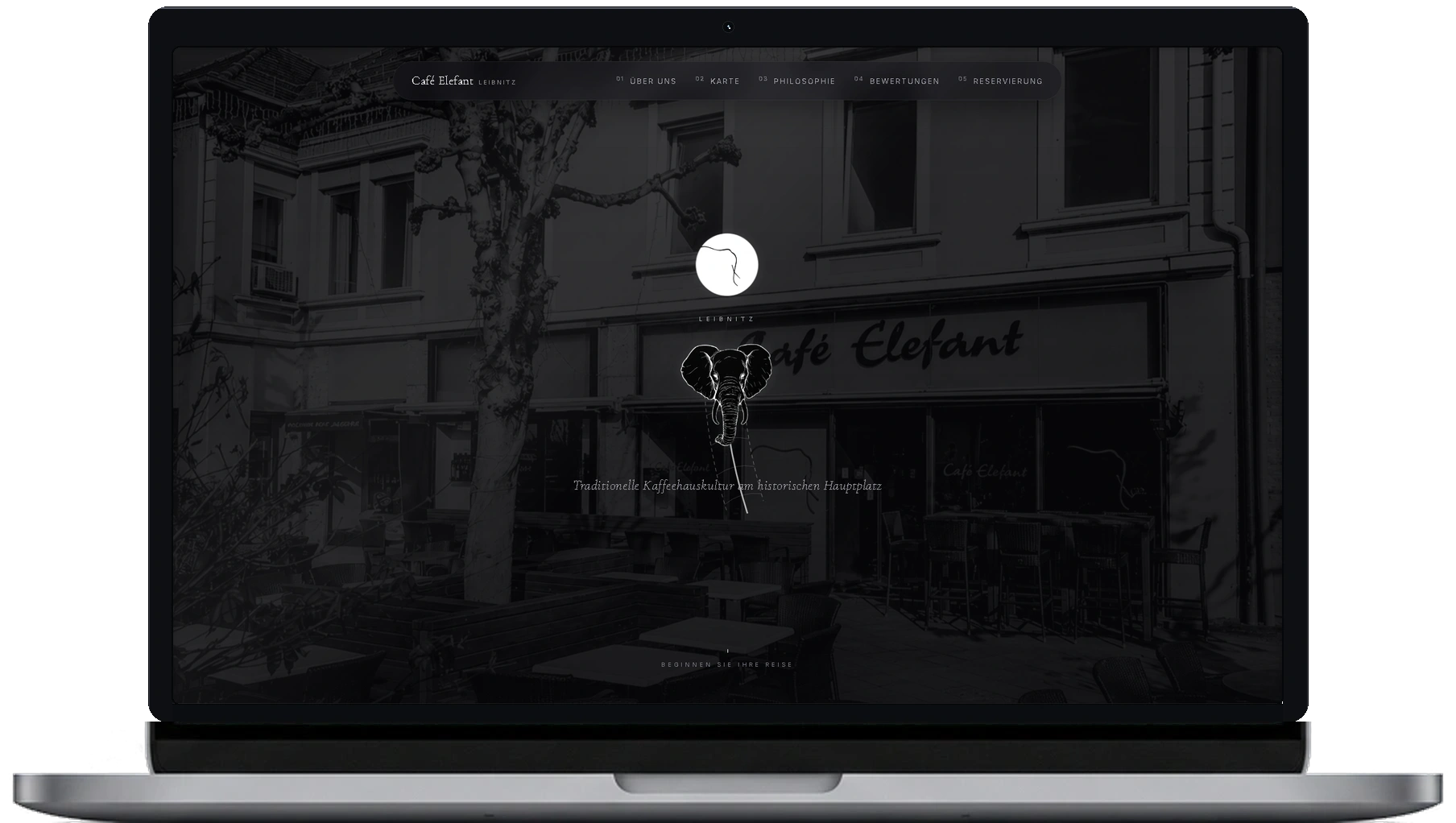 Café Elefant Artisan Coffee House Website on MacBook Pro